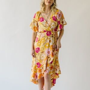 Piper & Scoot V-Neck Floral Wrap Midi Dress
